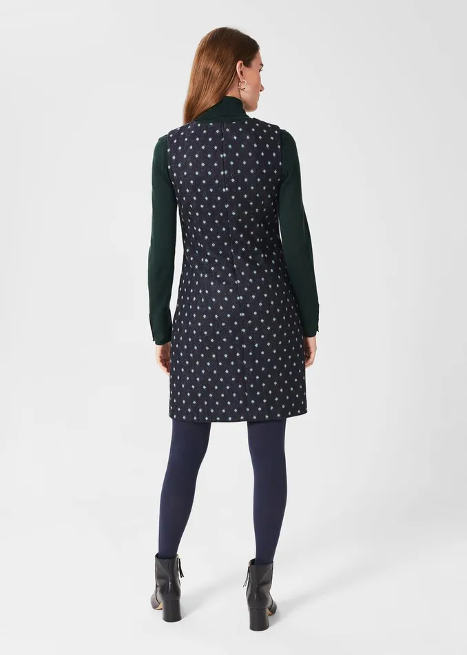 Womens Sarah Wool Dress Navy Green Hobbs Dresses Near Me