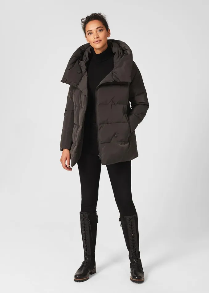 Womens Short Heather Water Resistant Puffer Jacket Dark Charcoal Hobbs Coats and Jackets Gift for Friend