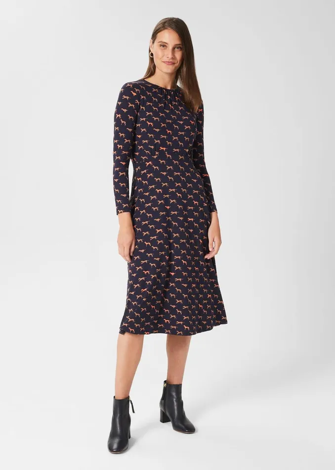 Womens Sian Jersey Dress Navy Multi Hobbs Dresses Popular