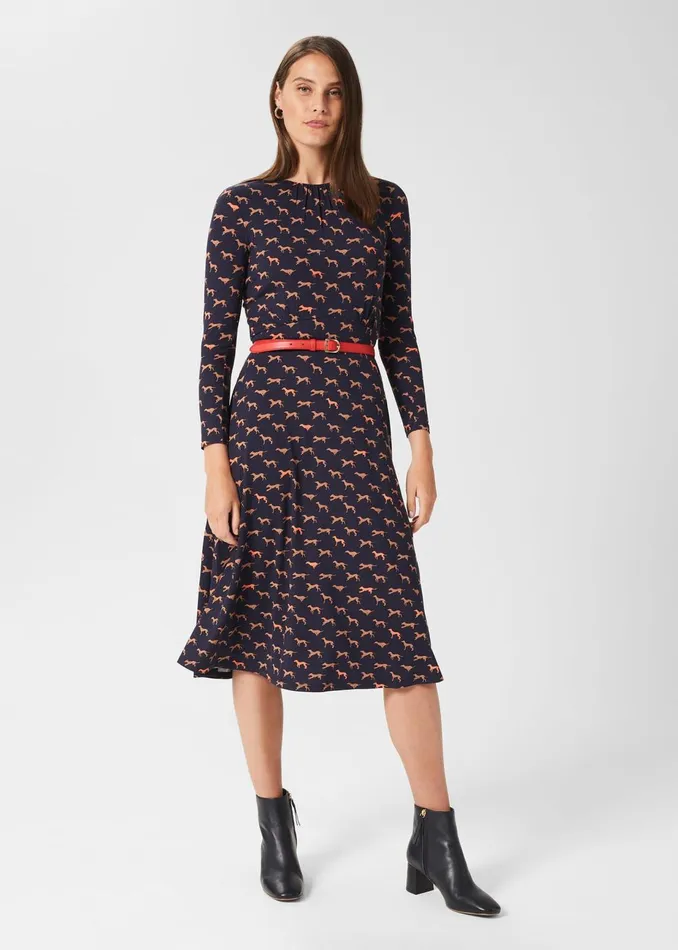 Womens Sian Jersey Dress Navy Multi Hobbs Dresses Popular