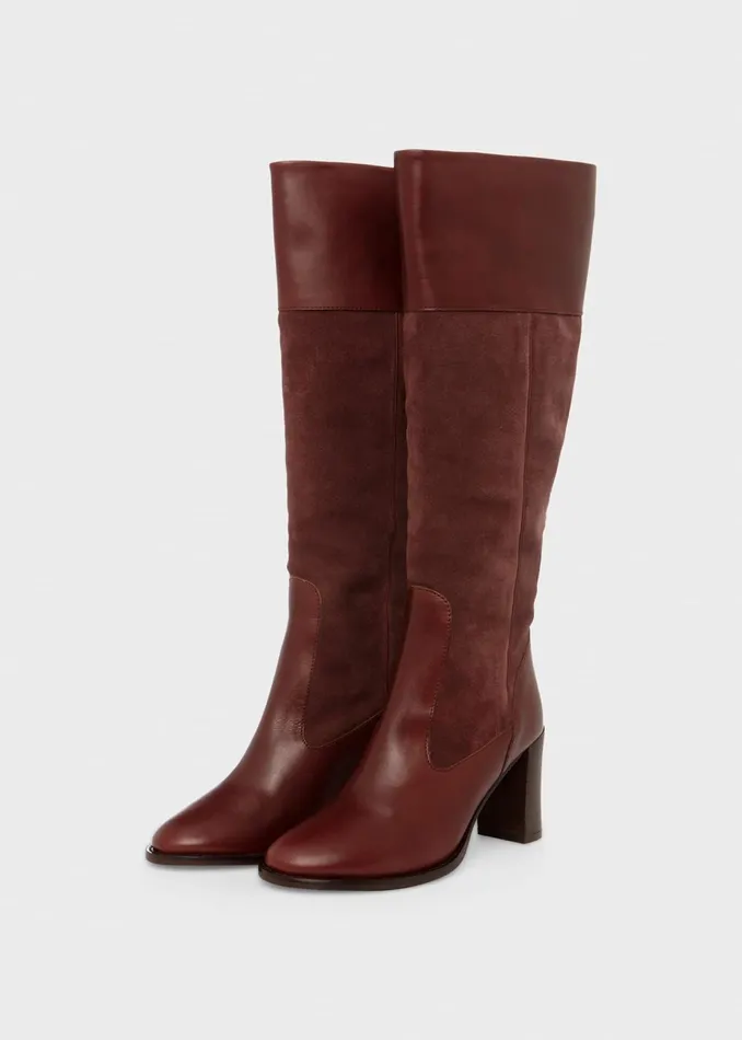 Womens Stephanie Leather Knee Boots Dark Brown Hobbs Long Boots Gift Ideas