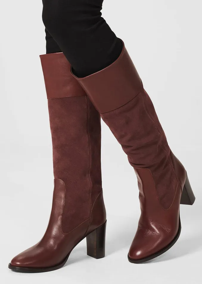 Womens Stephanie Leather Knee Boots Dark Brown Hobbs Long Boots Gift Ideas