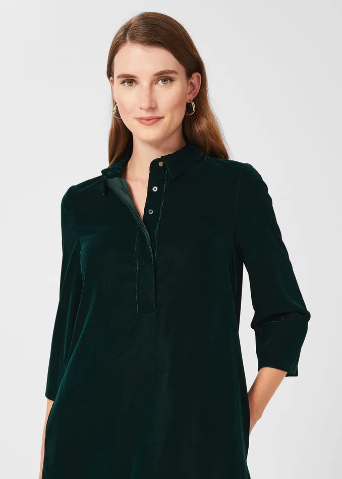 Womens Velvet Marciella Dress Dark Green Hobbs Dresses For Sale