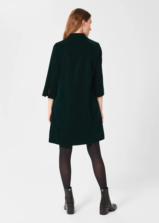 Womens Velvet Marciella Dress Dark Green Hobbs Dresses For Sale