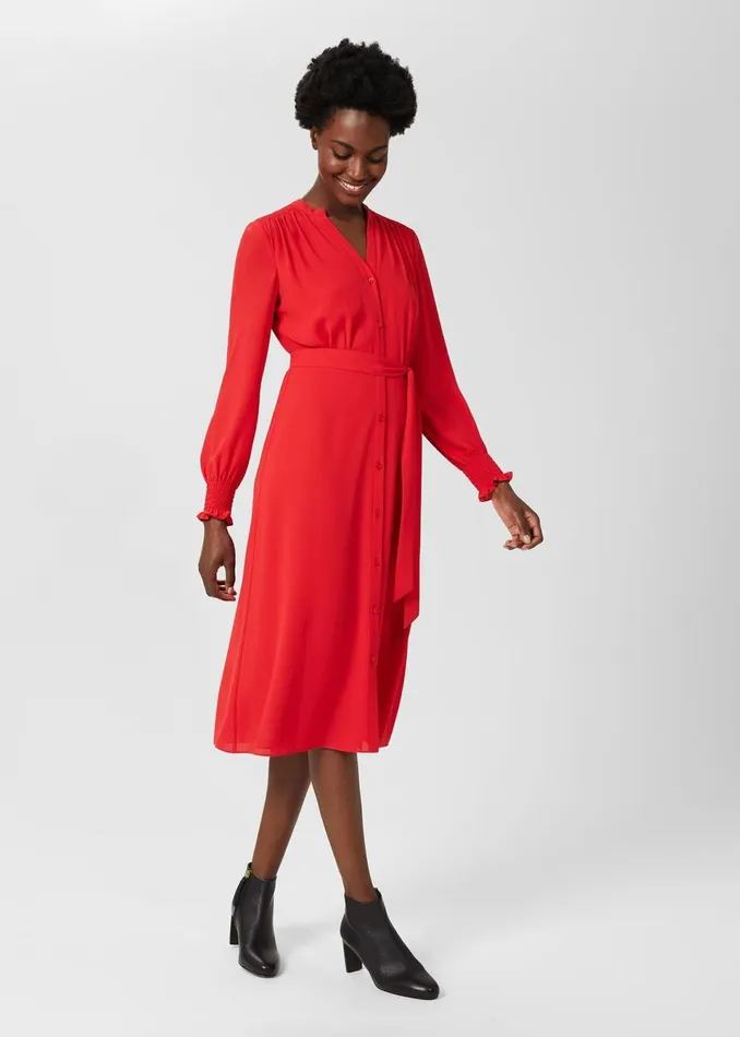 Womens Violet V Neck Dress Crimson Red Hobbs Dresses On Sale