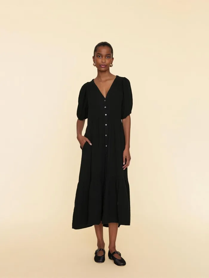 XRENA Black Lennox Dress Women Dresses