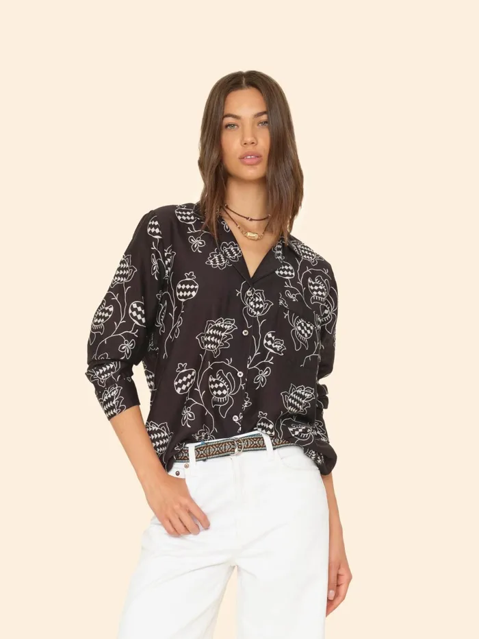 XRENA Black Pom Perren Shirt Women Shirts