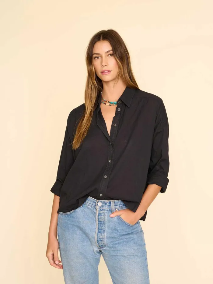 XRENA Black Riley Shirt Women Shirts