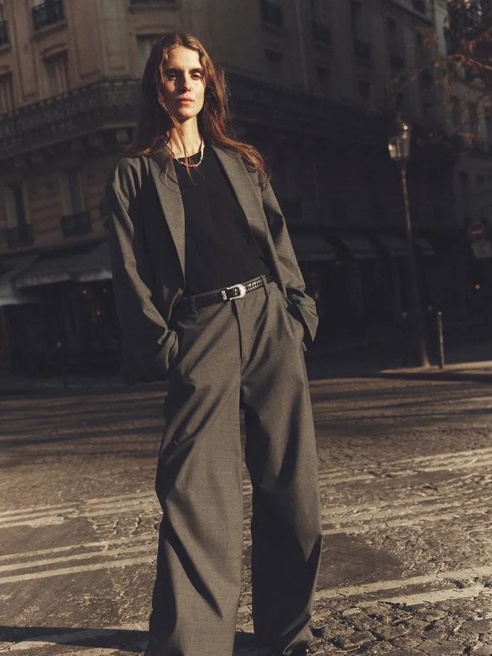 XRENA Charcoal Melange Portlyn Pant Women Pants and Jumpsuits
