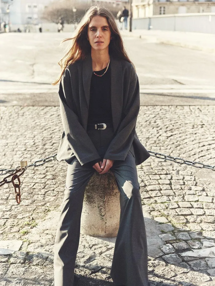 XRENA Charcoal Melange Portlyn Pant Women Pants and Jumpsuits