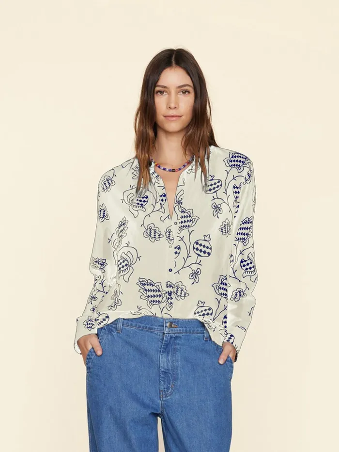 XRENA Cream Pom Beau Shirt Women Shirts