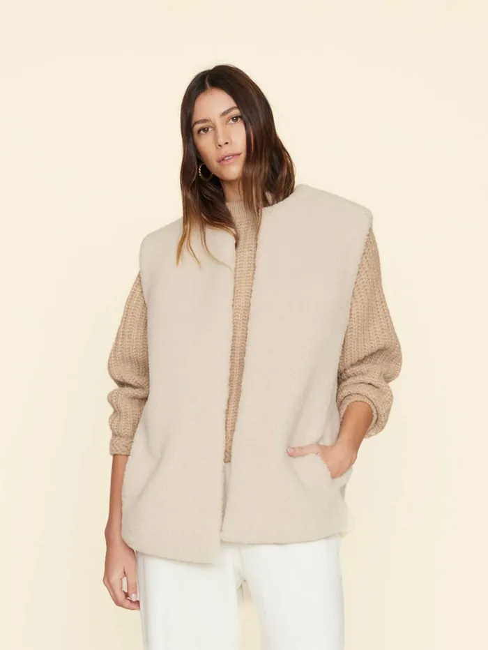 XRENA Cream Thea Vest Women Sweaters and Jackets