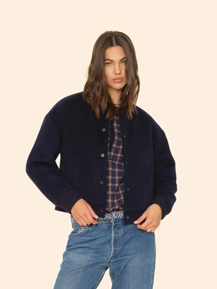 XRENA Dark Navy Braidy Jacket Women Sweaters and Jackets