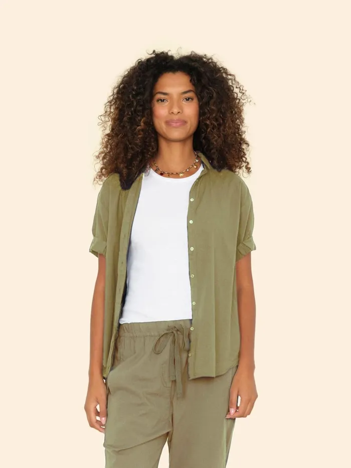 XRENA Dark Seagrass Channing Shirt Women Shirts