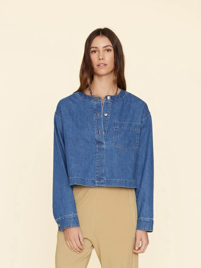 XRENA Deep Indigo Nicky Denim Top Women Tops