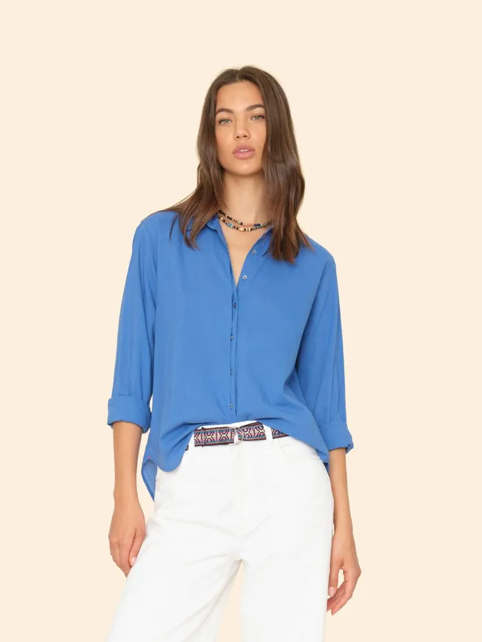 XRENA Deja Vu Blue Quinn Shirt Women Shirts