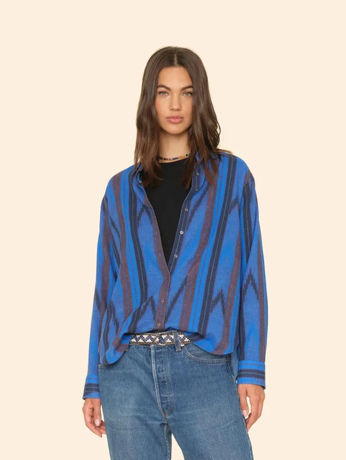 XRENA Electric Blue Beau Shirt Women Shirts