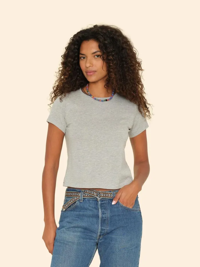 XRENA Heather Grey Pixie Tee Women Sweats and Tees