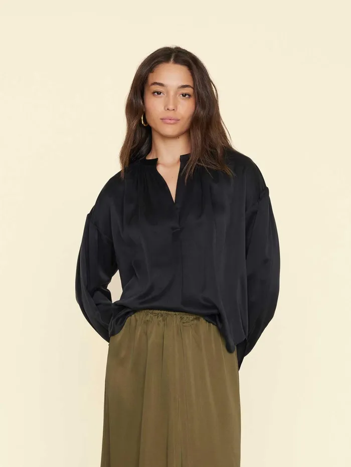 XRENA Jet Black Mayson Top Women Tops