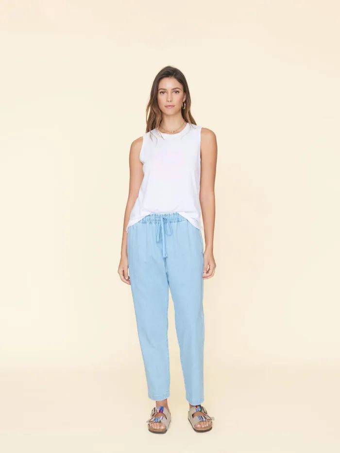 XRENA Light Blue Rex Denim Pant Women Pants and Jumpsuits