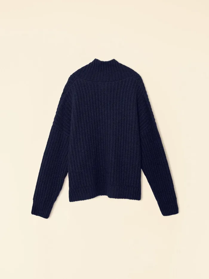 XRENA Navy Blue Keyes Sweater Women Sweaters and Jackets