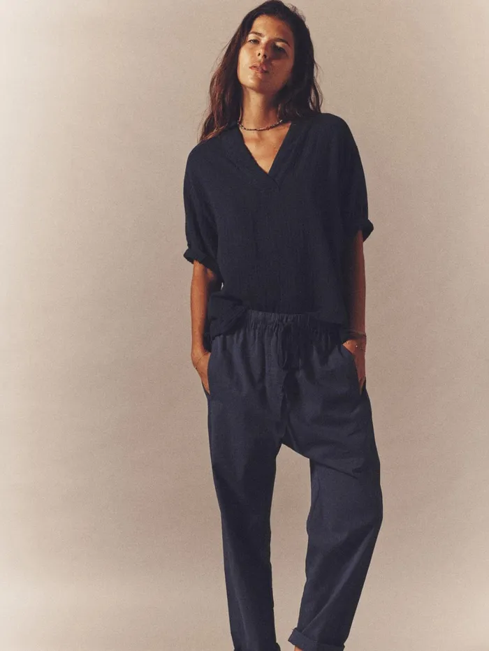 XRENA Navy Draper Pant Women Pants and Jumpsuits