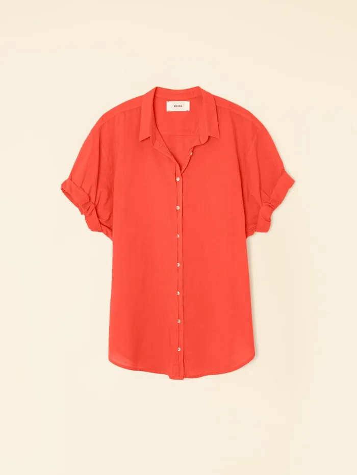 XRENA Orange Sunset Channing Shirt Women Shirts