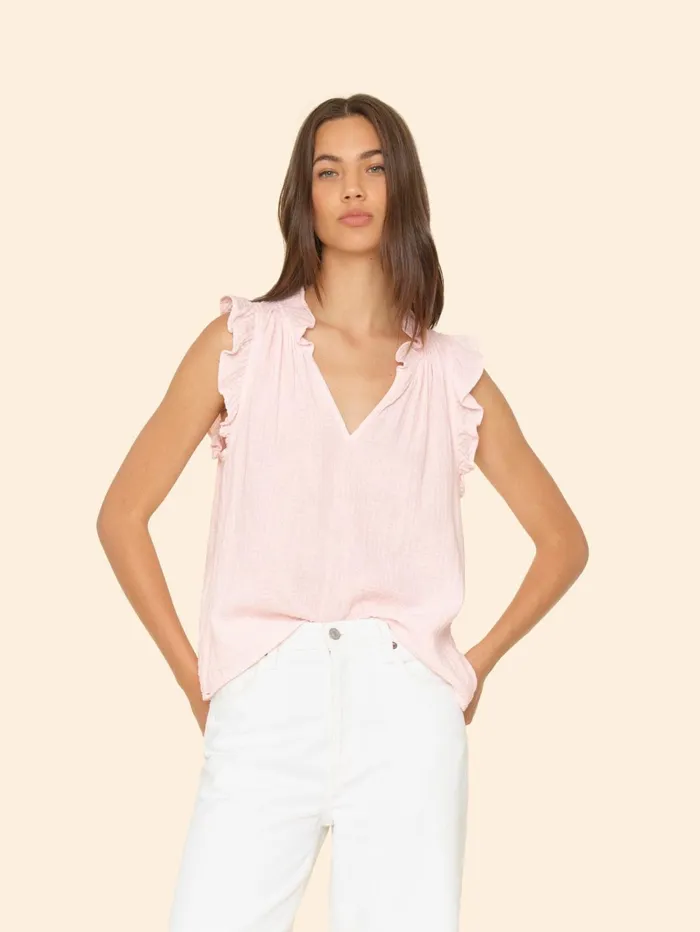 XRENA Pink Blush Bex Gauze Top Women Tops