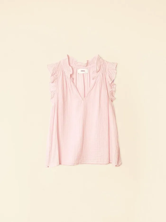 XRENA Pink Blush Bex Gauze Top Women Tops