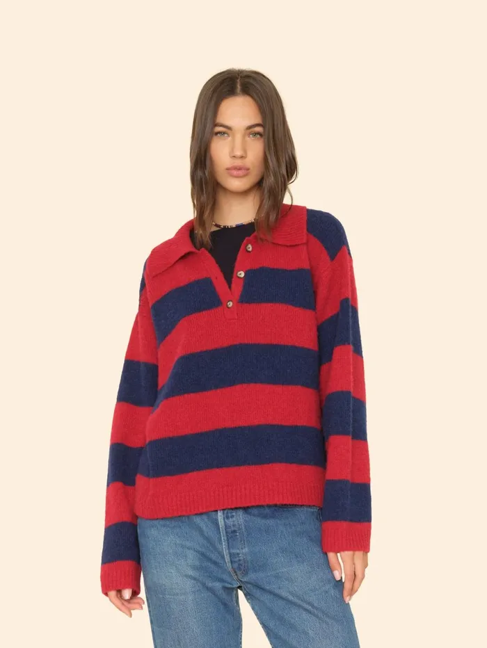 XRENA Red Blue Benton Sweater Women Sweaters and Jackets
