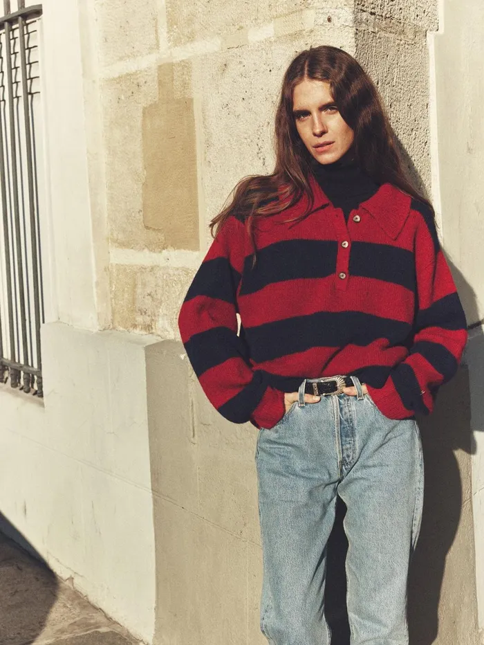 XRENA Red Blue Benton Sweater Women Sweaters and Jackets XRENA Red Blue Benton Sweater Women Sweaters and Jackets