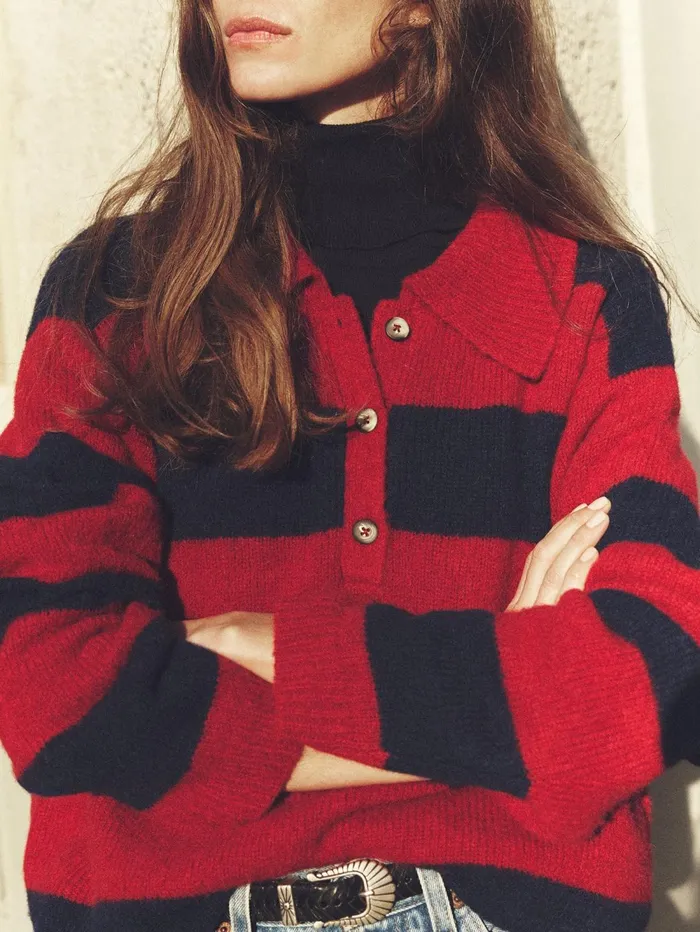 XRENA Red Blue Benton Sweater Women Sweaters and Jackets XRENA Red Blue Benton Sweater Women Sweaters and Jackets