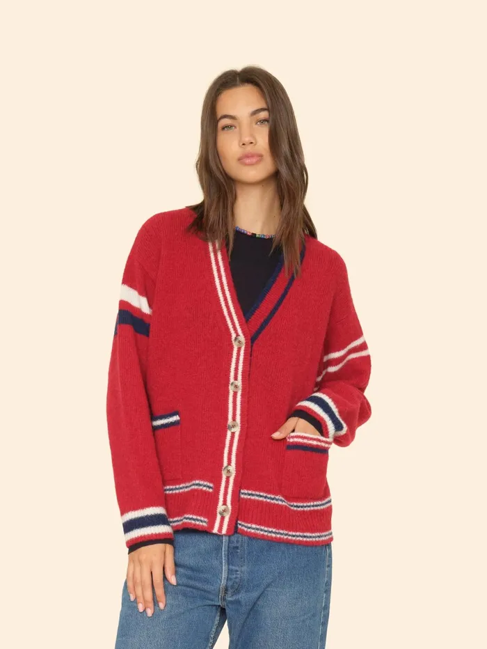 XRENA Red Blue Carey Cardigan Women Sweaters and Jackets XRENA Red Blue Carey Cardigan Women Sweaters and Jackets