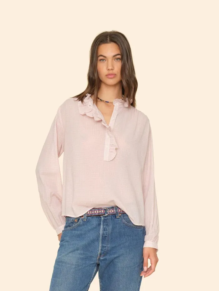 XRENA Rose Petal Caspian Plaid Top Women Tops XRENA Rose Petal Caspian Plaid Top Women Tops