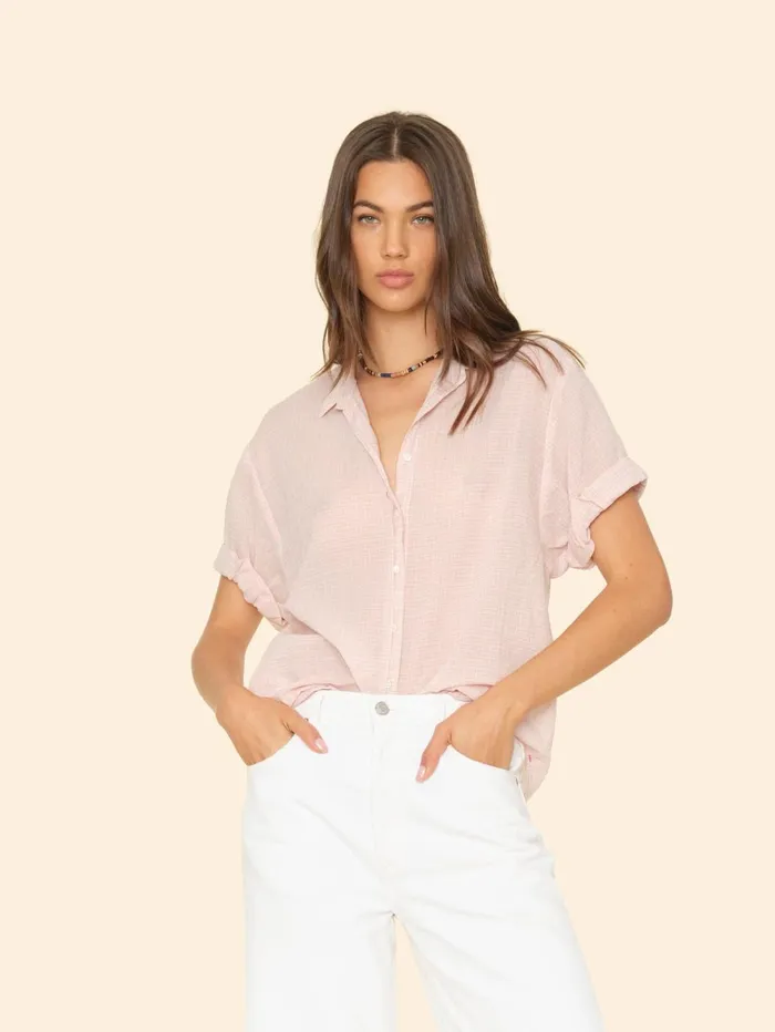 XRENA Rose Petal Channing Plaid Shirt Women Shirts