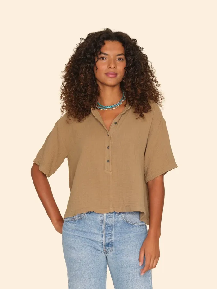 XRENA Sea Grass Ansel Gauze Top Women Tops