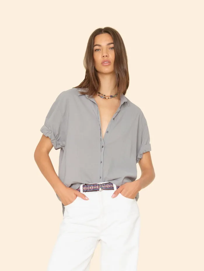 XRENA Stone Grey Channing Shirt Women Shirts