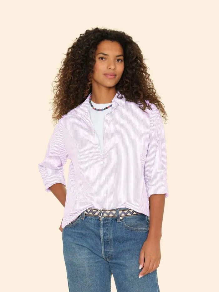 XRENA Violet White Beau Shirt Women Shirts