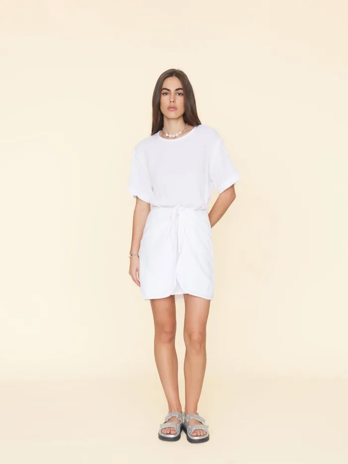 XRENA White Emme Gauze Dress Women Dresses