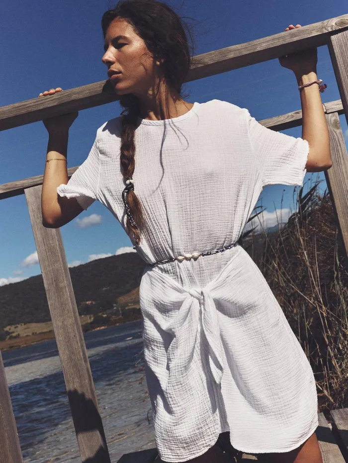 XRENA White Emme Gauze Dress Women Dresses XRENA White Emme Gauze Dress Women Dresses