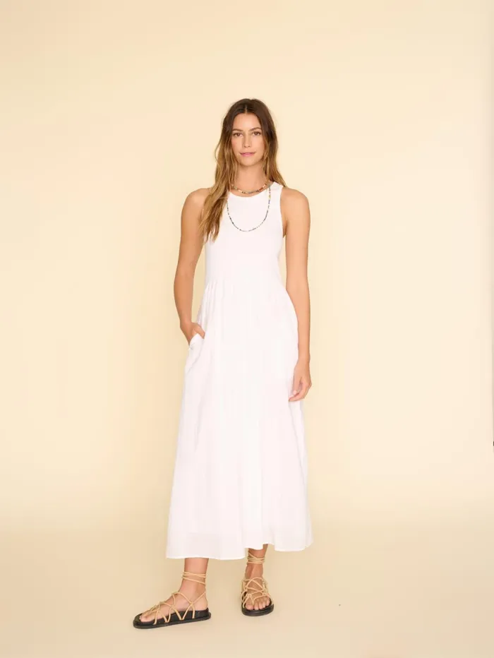 XRENA White Flynn Dress Women Dresses