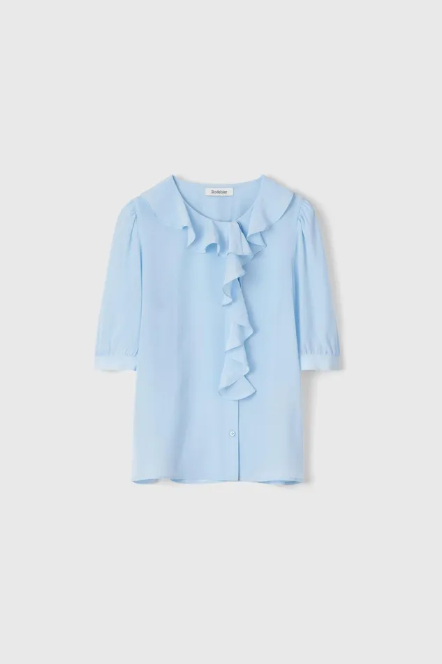 Xilla Silk Blouse Fog Blue Women Rodebjer Shirts and Blouses