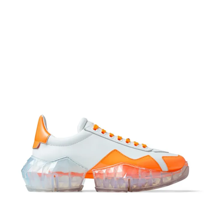 YkDiamondF White Leather Low Top Trainers NeonOrange Trim Whiteneon Orange Women JIMMY CHOO Sneakers YkDiamondF White Leather Low Top Trainers NeonOrange Trim Whiteneon Orange Women JIMMY CHOO Sneakers