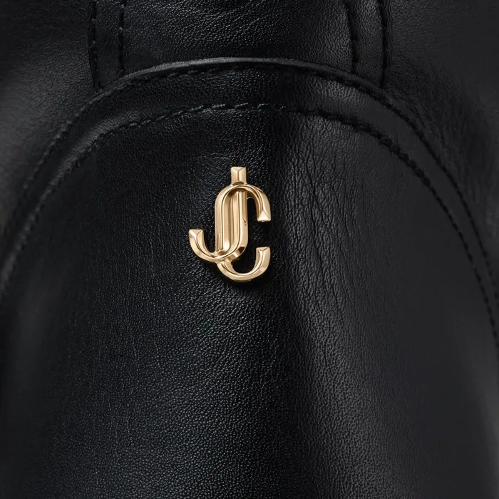 Youth Ii Black Smooth Leather Biker Boots With Gold Buckles And Shearling Lining Blacknatural Women JIMMY CHOO Boots