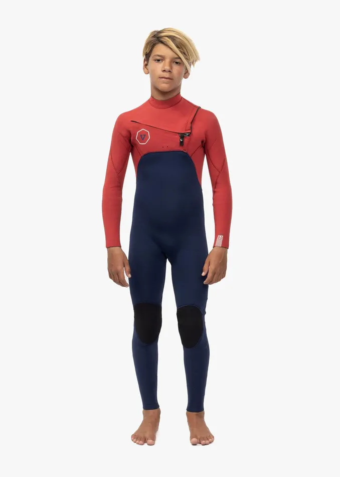 Youth Vissla 7 Seas 32 Boys Chest Zip Full Suit Rusty Red