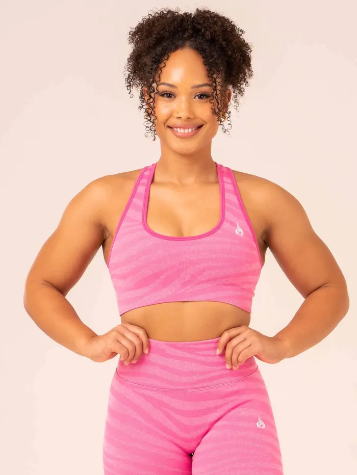 Zebra Seamless Sports Bra 8211 Pink Zebra Women Ryderwear Sports Bras