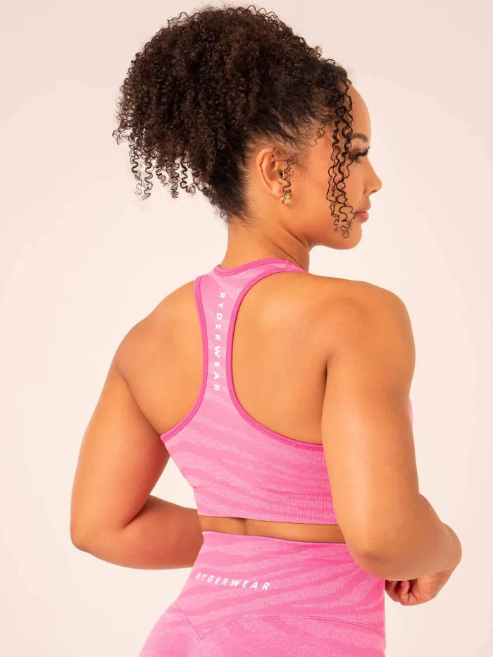 Zebra Seamless Sports Bra 8211 Pink Zebra Women Ryderwear Sports Bras