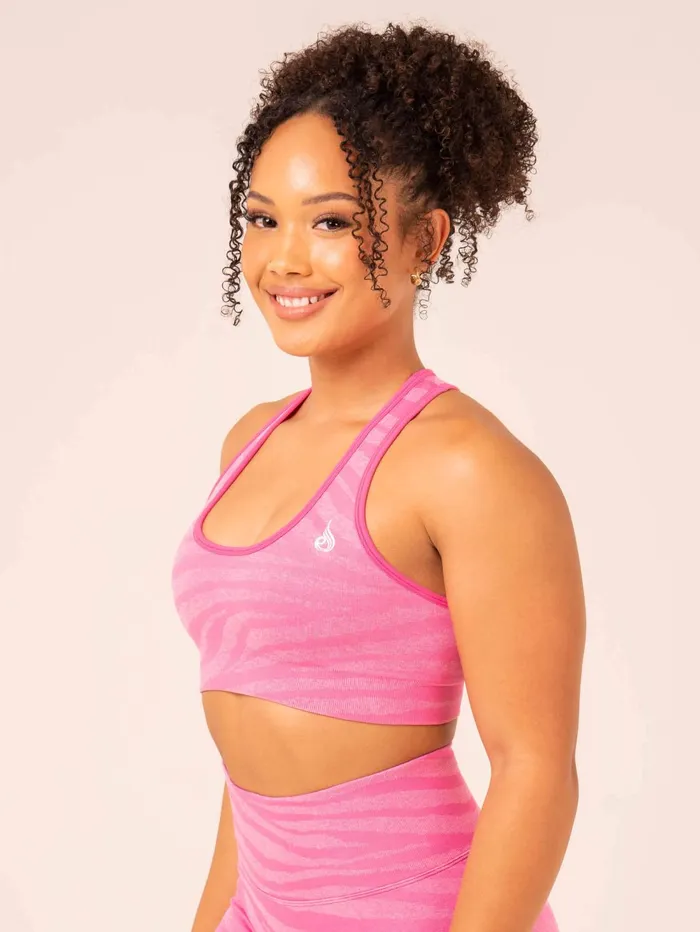 Zebra Seamless Sports Bra 8211 Pink Zebra Women Ryderwear Sports Bras