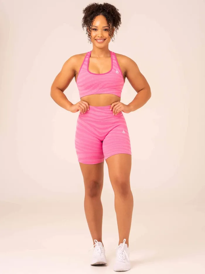 Zebra Seamless Sports Bra 8211 Pink Zebra Women Ryderwear Sports Bras